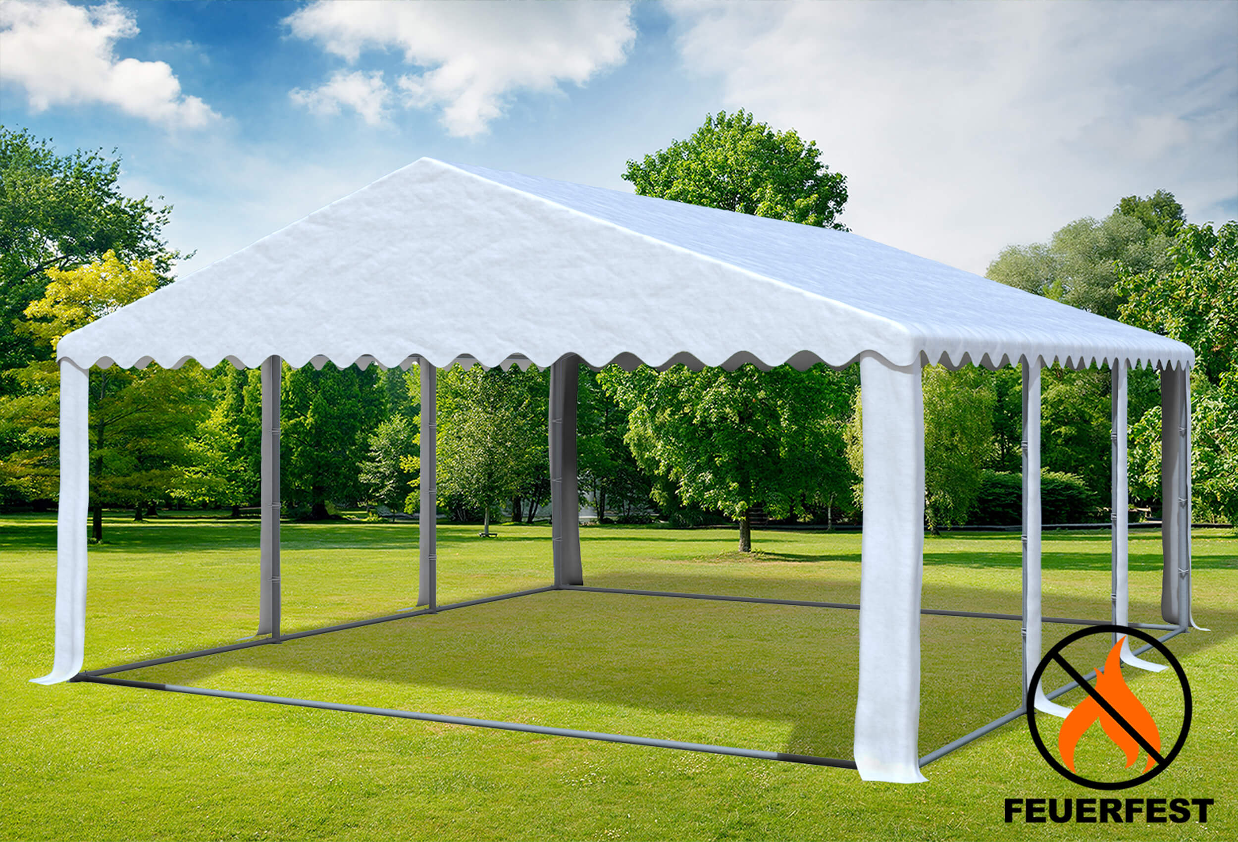 5x6 m Partyzelt, PVC feuersicher weiß