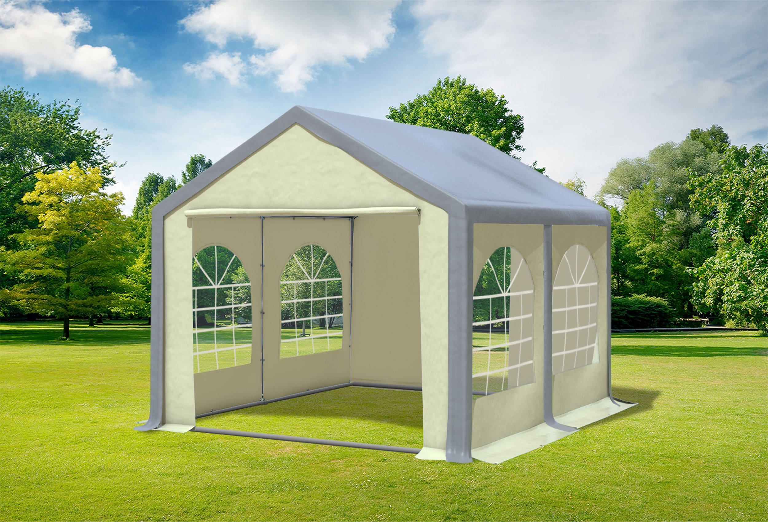 3x4 m Partyzelt, PVC grau Beige