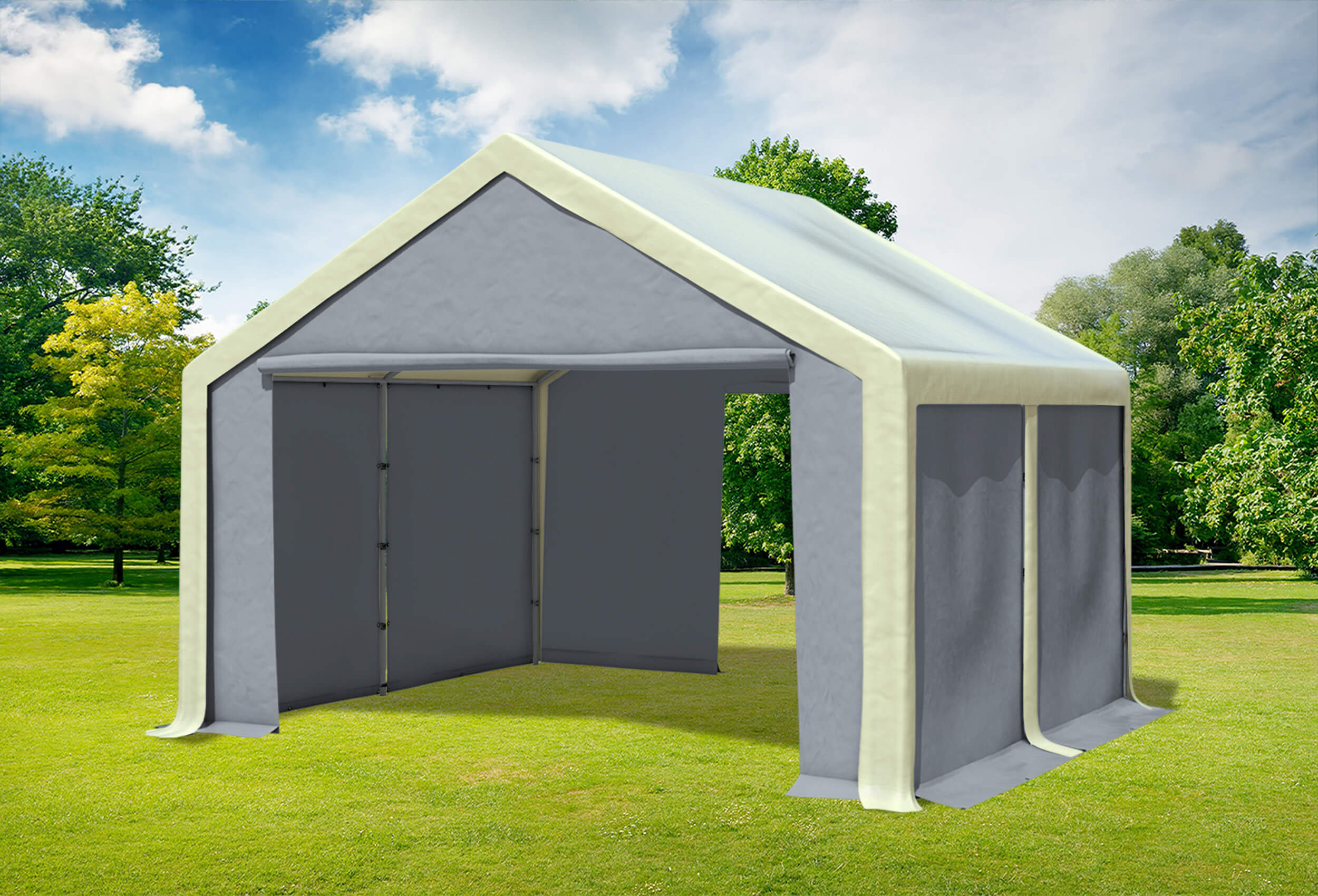 4x4 m Partyzelt, PVC Beige grau