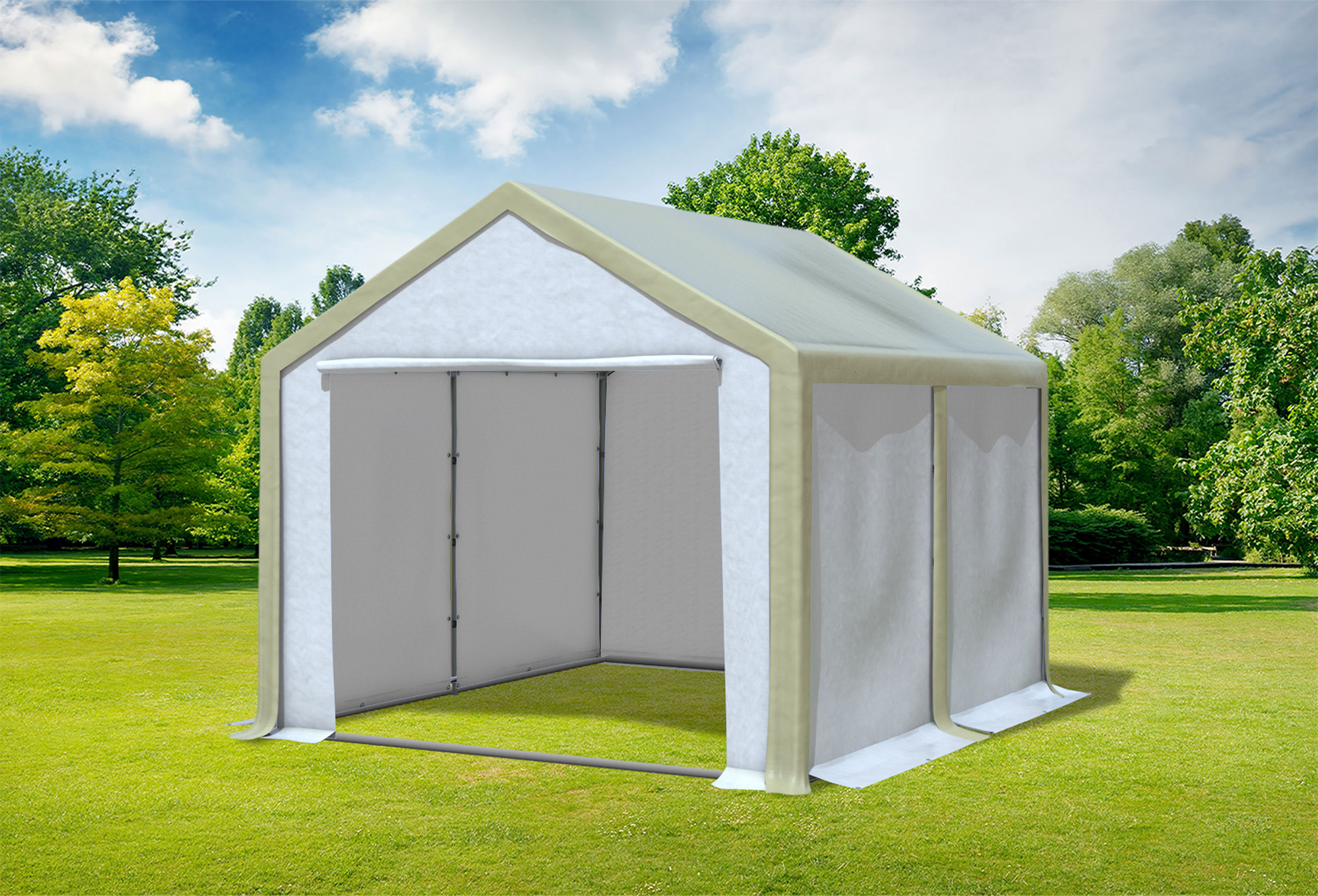3x4 m Partyzelt, PVC braun weiß