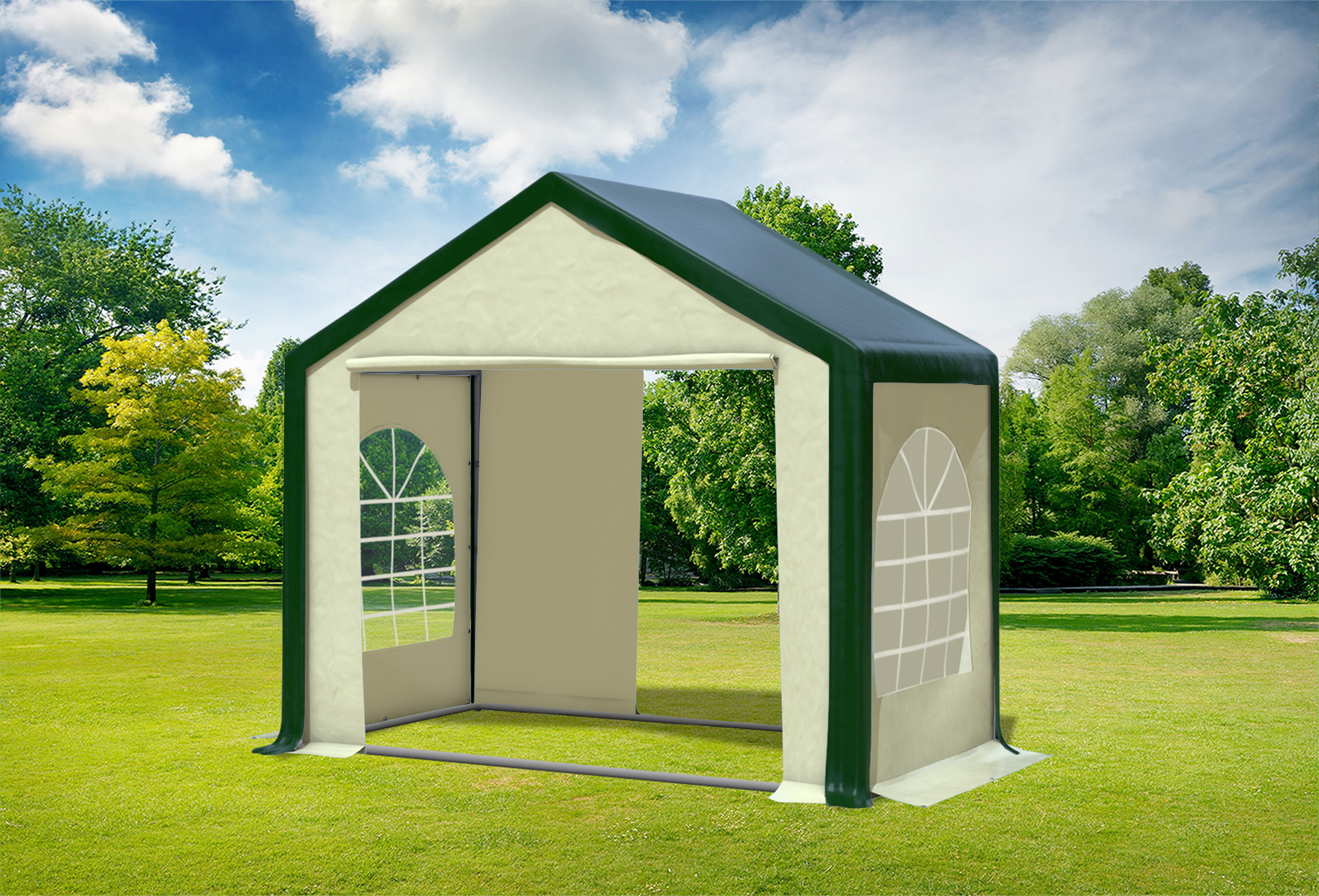 3x2 m Partyzelt, PVC grün Beige