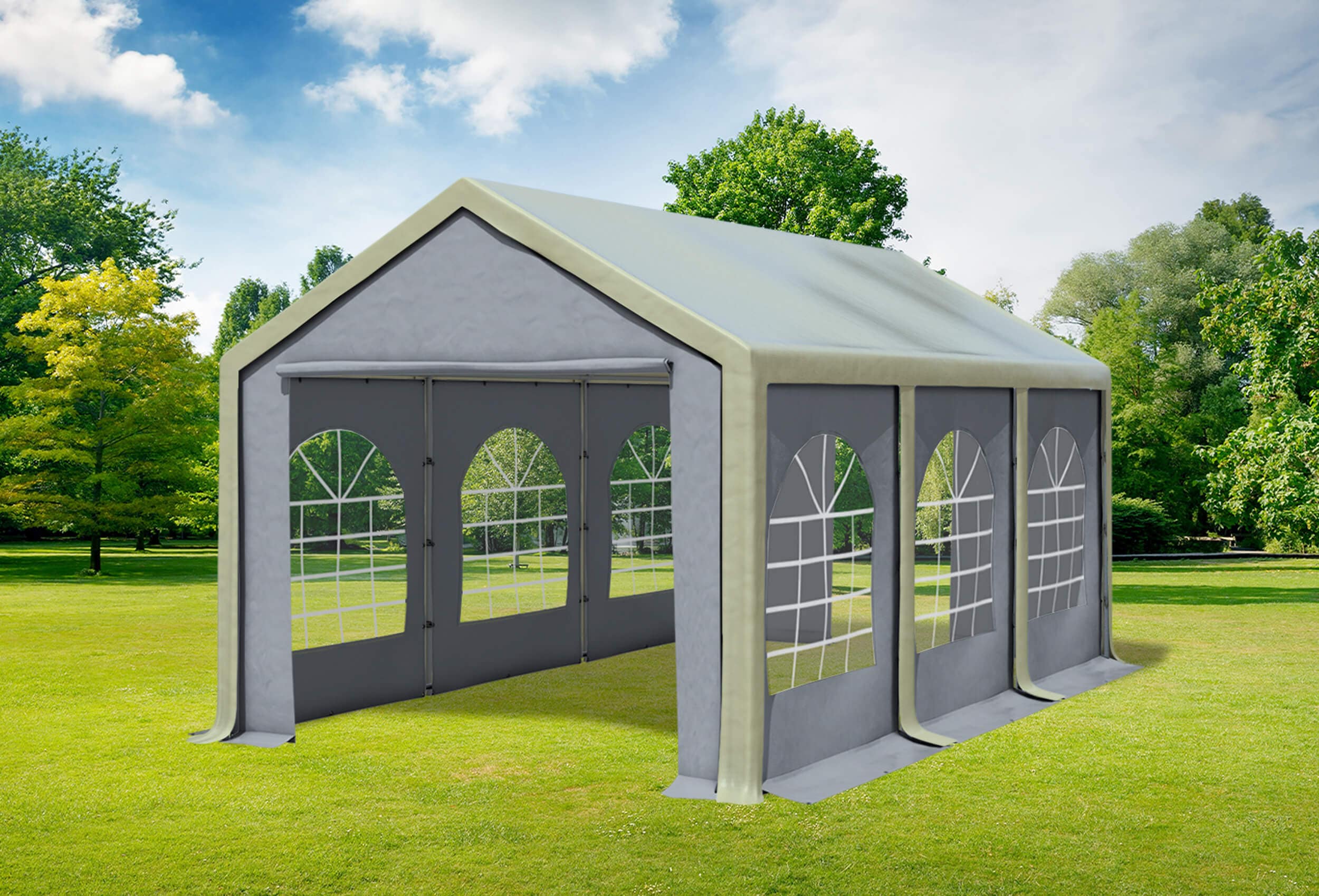 3x6 m Partyzelt, PVC braun grau
